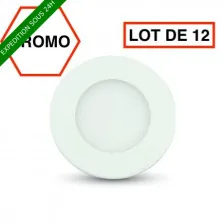 LOT DE 12 PIÈCES // Spot led encastré rond 3W blanc froid 6000k V-TAC