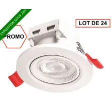 LOT DE 24 PIECES // Spot led encastré rond 5W 3000k / 4000k / 6000k orientable