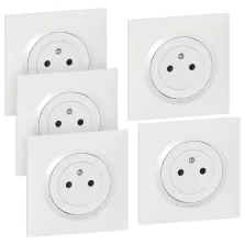 Lot de 5 prises avec terre complet Dooxie, LEGRAND, blanc