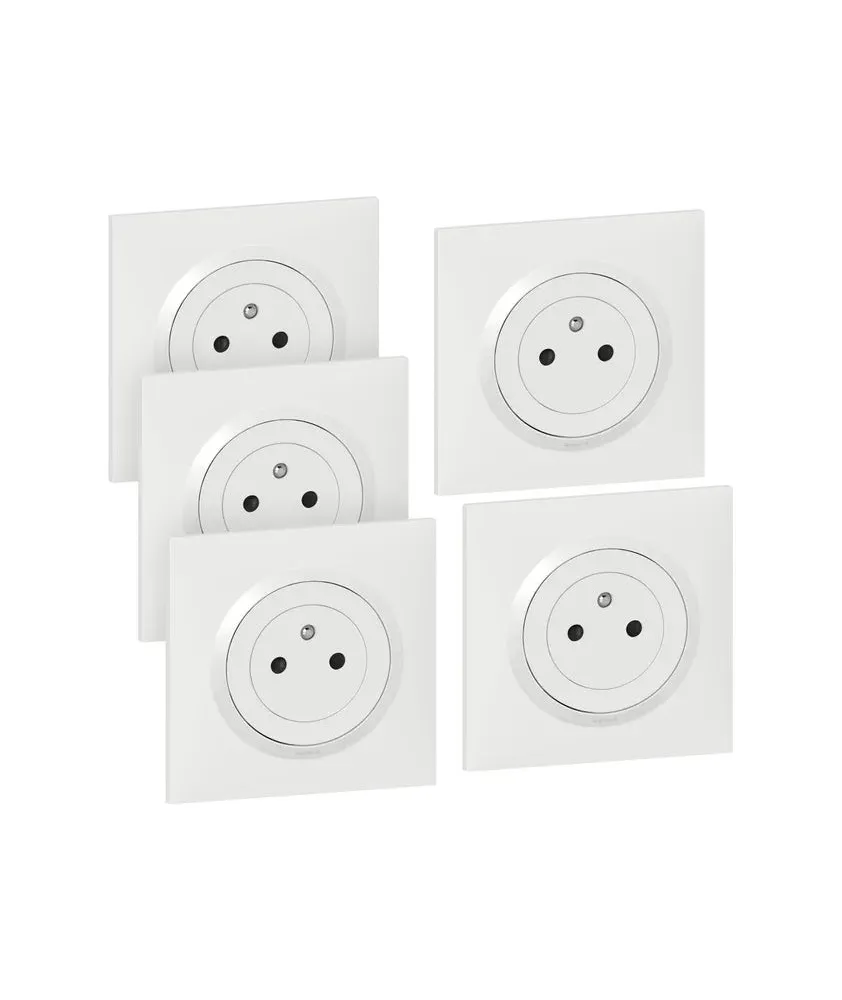 Lot de 5 prises avec terre complet Dooxie, LEGRAND, blanc