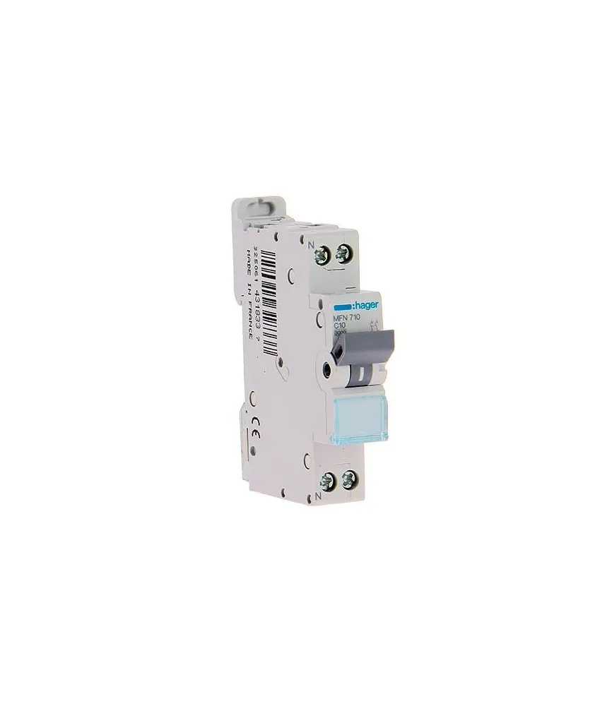 HAGER Disjoncteur 10A Ph+N courbe C 3kA 230V - MFN710