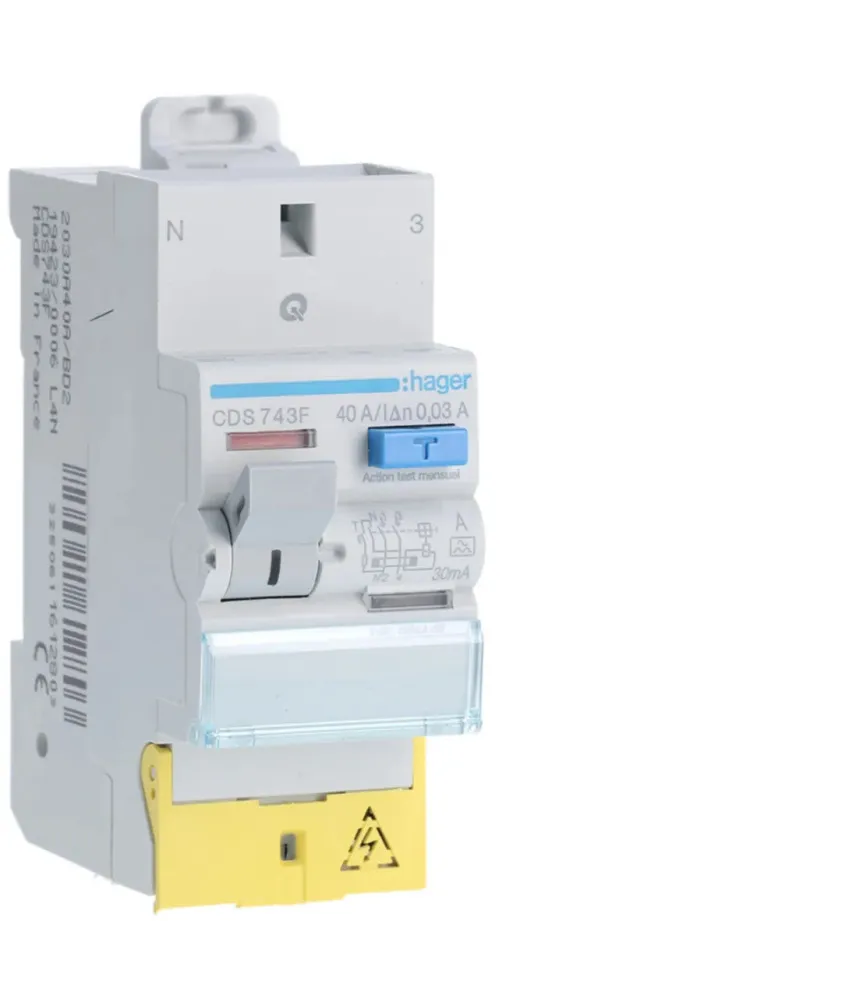 HAGER Interrupteur différentiel SanVis 40A 30mA type A auto 230V - CDS743F