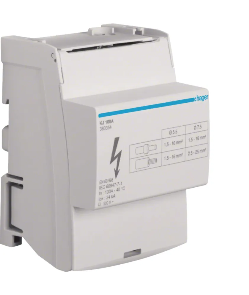 HAGER KJ100A - REPARTITEUR TÉTRAPOLAIRE, 100A
