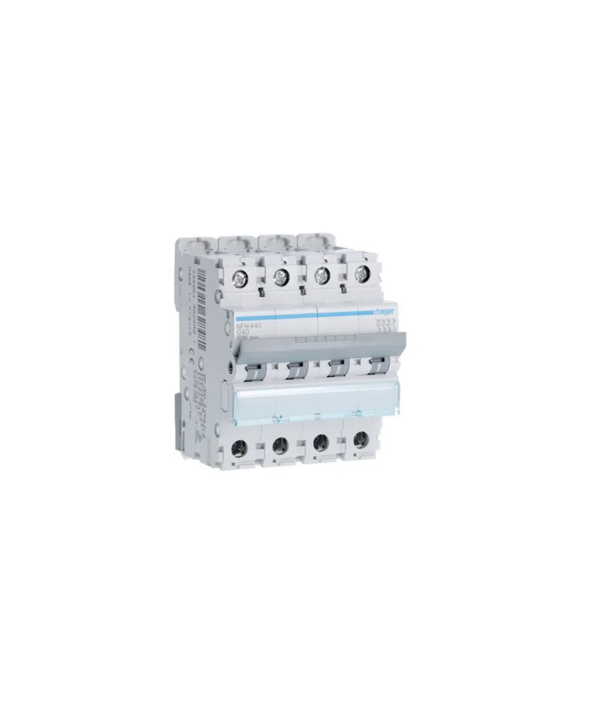Hager - Disjoncteur 4P 6-10kA courbe C - 20A 4 modules - Réf : NFN420