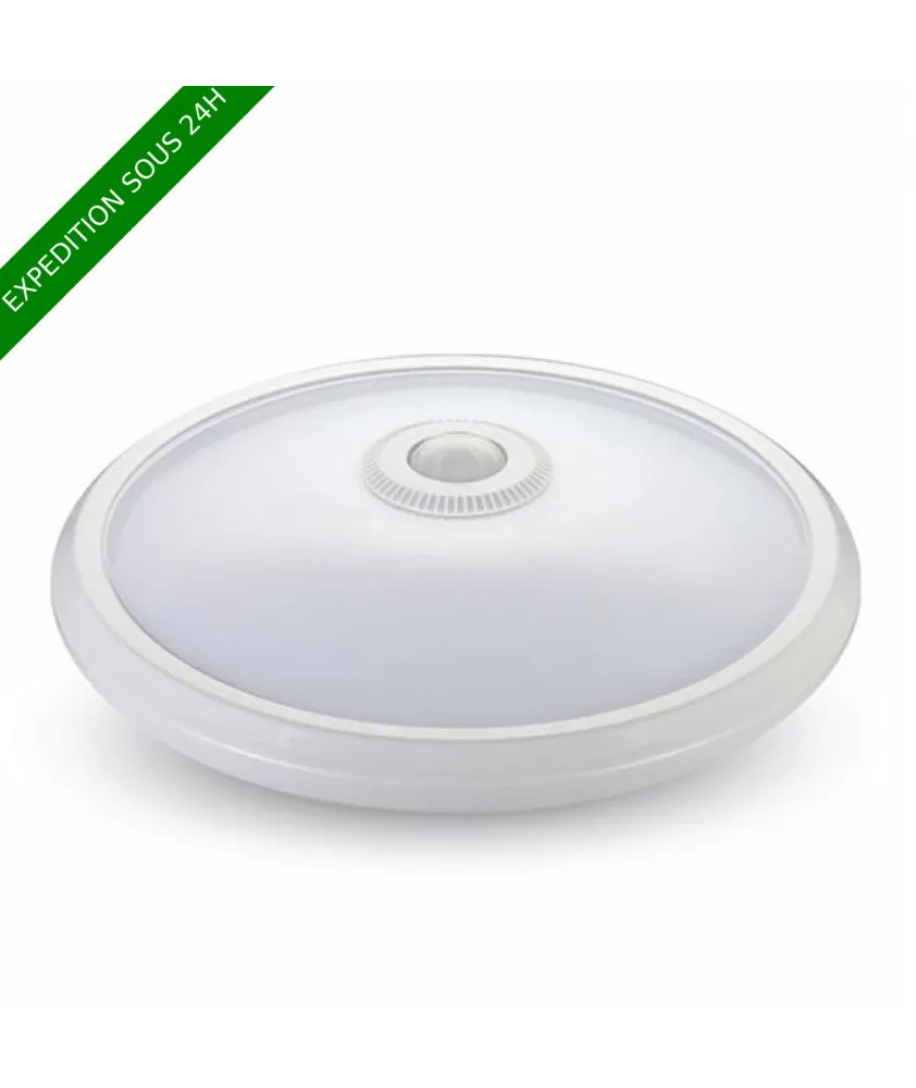 V-TAC PRO VT-13 plafonnier dome 12w chip samsung corps blanc rond avec capteur infrarouge blanc neutre 4000K IP20 - SKU 808