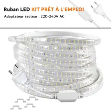 Ruban LED CHANTIER Double rangée sécable 2835 120D en silicone 50M Étanche IP67 4000k