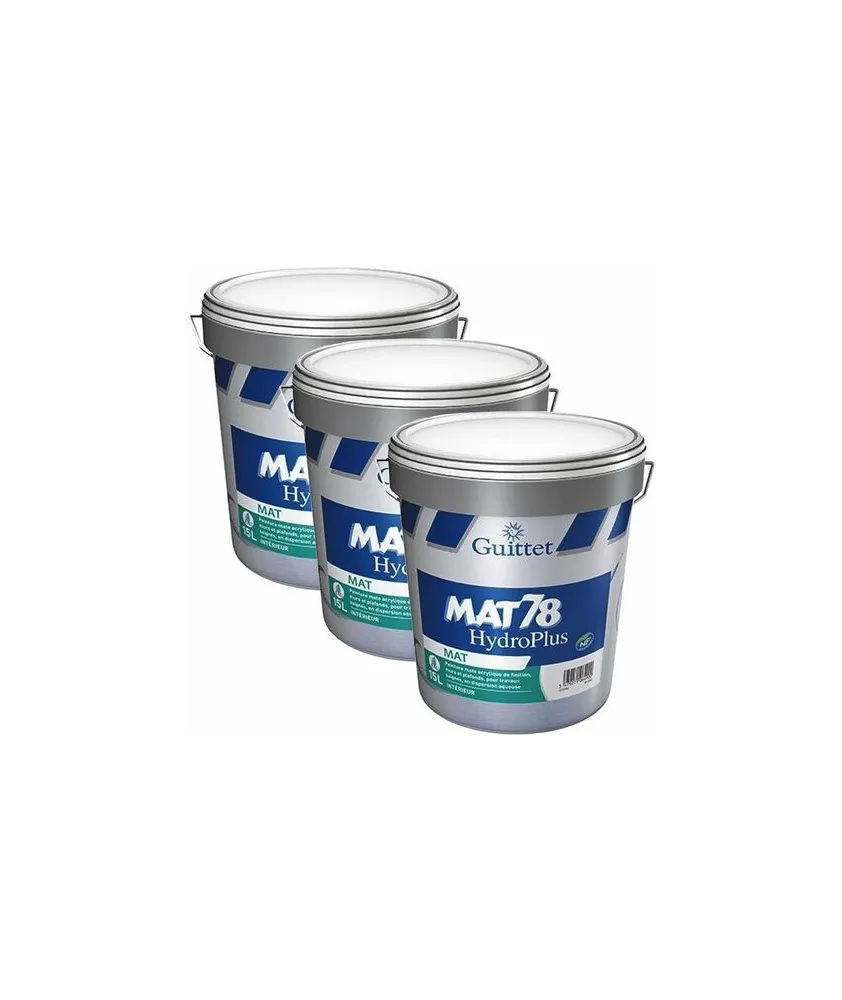 Peinture professionnelle GUITTET Mat 78 HydroPlus Blanc 15L (Pack x3)