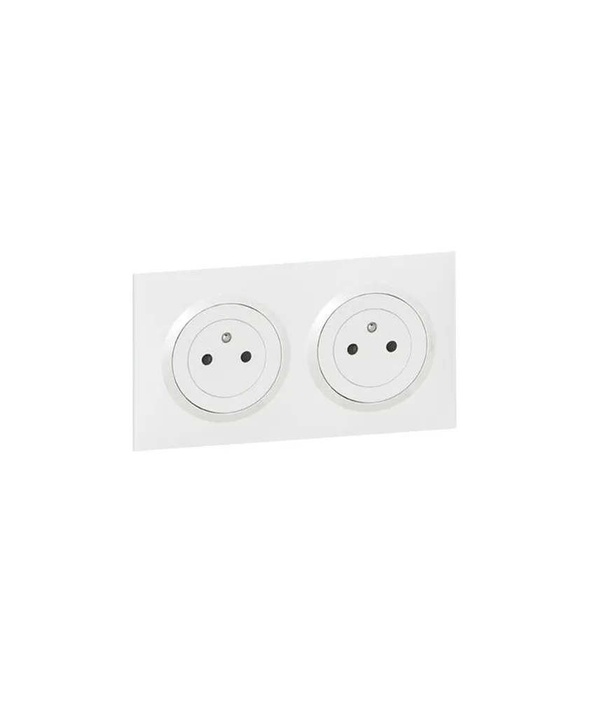 BLOC PRISE DOUBLE DOOXIE AVEC PLAQUE FINITION BLANC