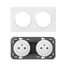 BLOC PRISE DOUBLE DOOXIE AVEC PLAQUE FINITION BLANC