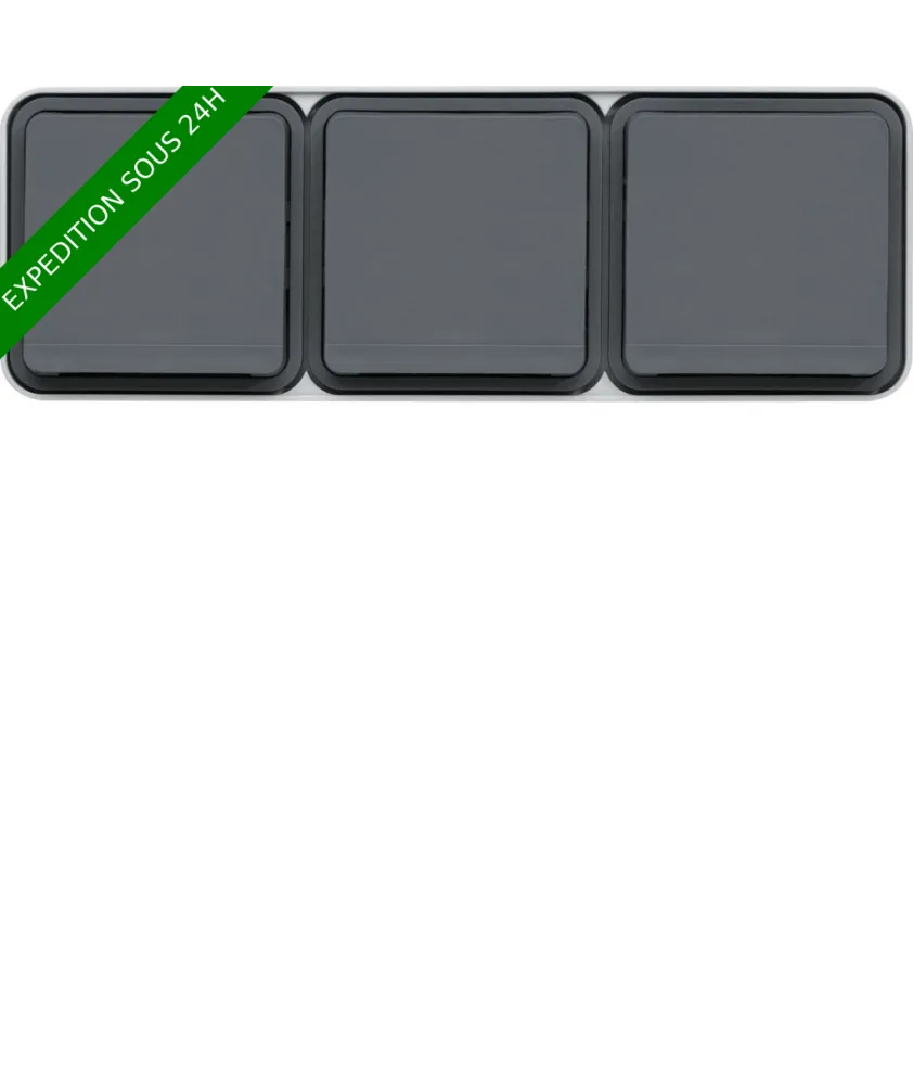 HAGER cubyko Prise triple horizontale 2P+T saillie gris IP55 (WNC123)