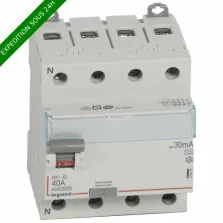 Interrupteur différentiel DX³-ID arrivée haute et départ bas à vis - 4P 400V~ 40A typeA 30mA - 4 modules réf : 411675